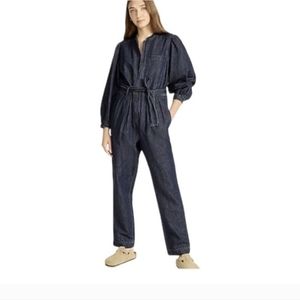 J Crew Puff Sleeve Denim Jumpsuit 6 Fall Winter *Never Worn*